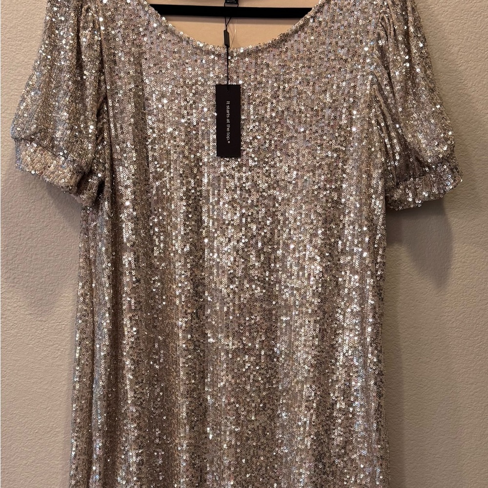 Cable & Gauge Gold Sequin Blouse Relaxed Fit